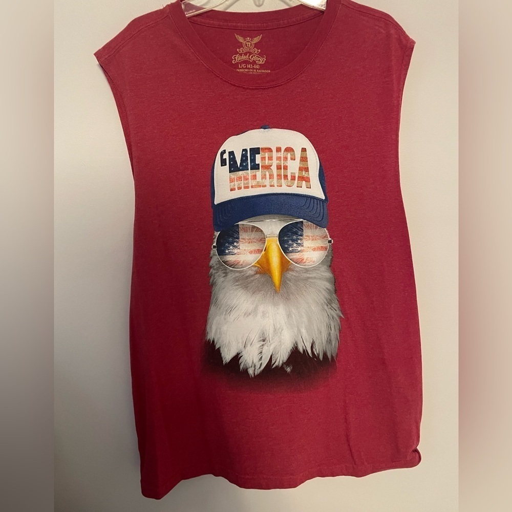 🎉2/$10 Faded Glory Kids Tank Top - Red with Eagle Graphic